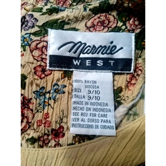 Marnie West vintage tan floral open front maxi dress, Size 9/10 - Picture 7 of 7